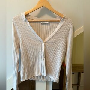 Abercrombie & Fitch Cream Ribbed Cardigan size M